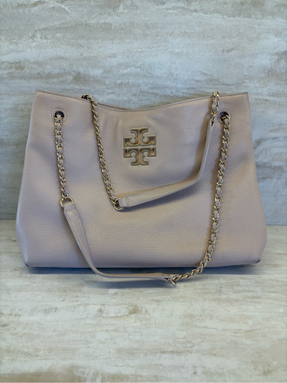 Tory Burch Pale Blush Leather Chain-Handle Tote